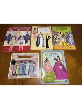 Vintage Lot 5 Paper Dolls Fashion Chanel The Sixties Military Magicloth New